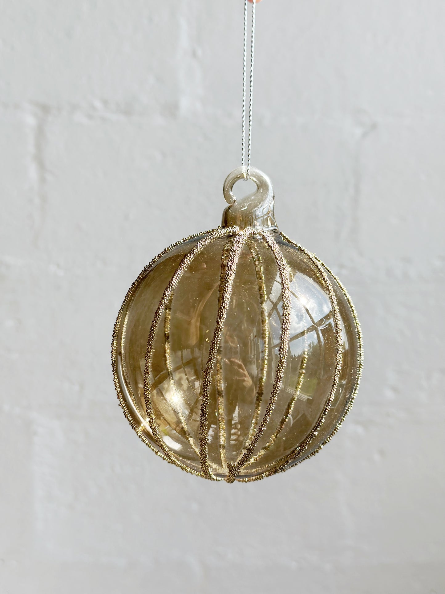 Glass Ball with Silver Beads Branch Ornament