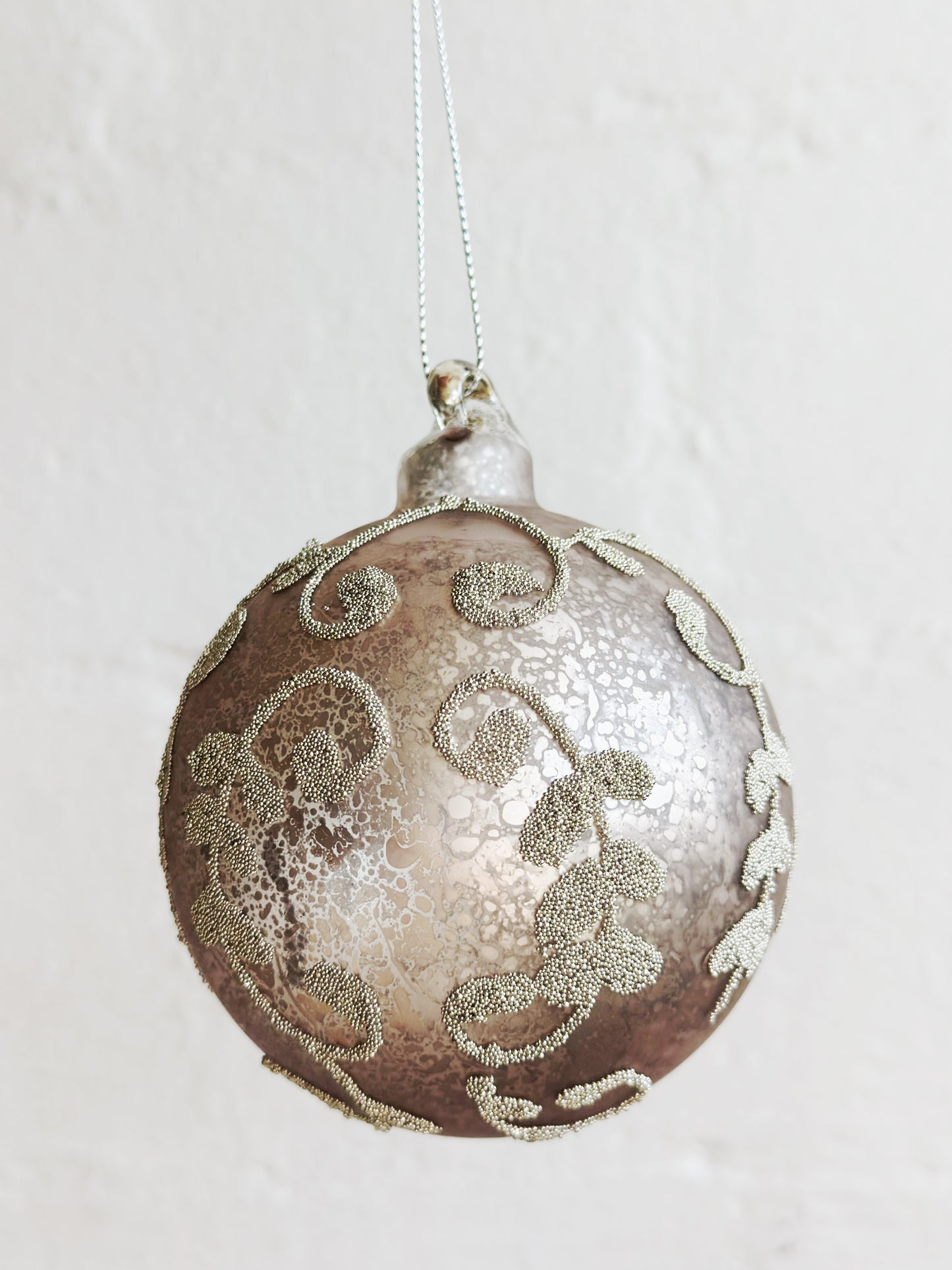 Glass Antique Silver Bead Deco Ornament