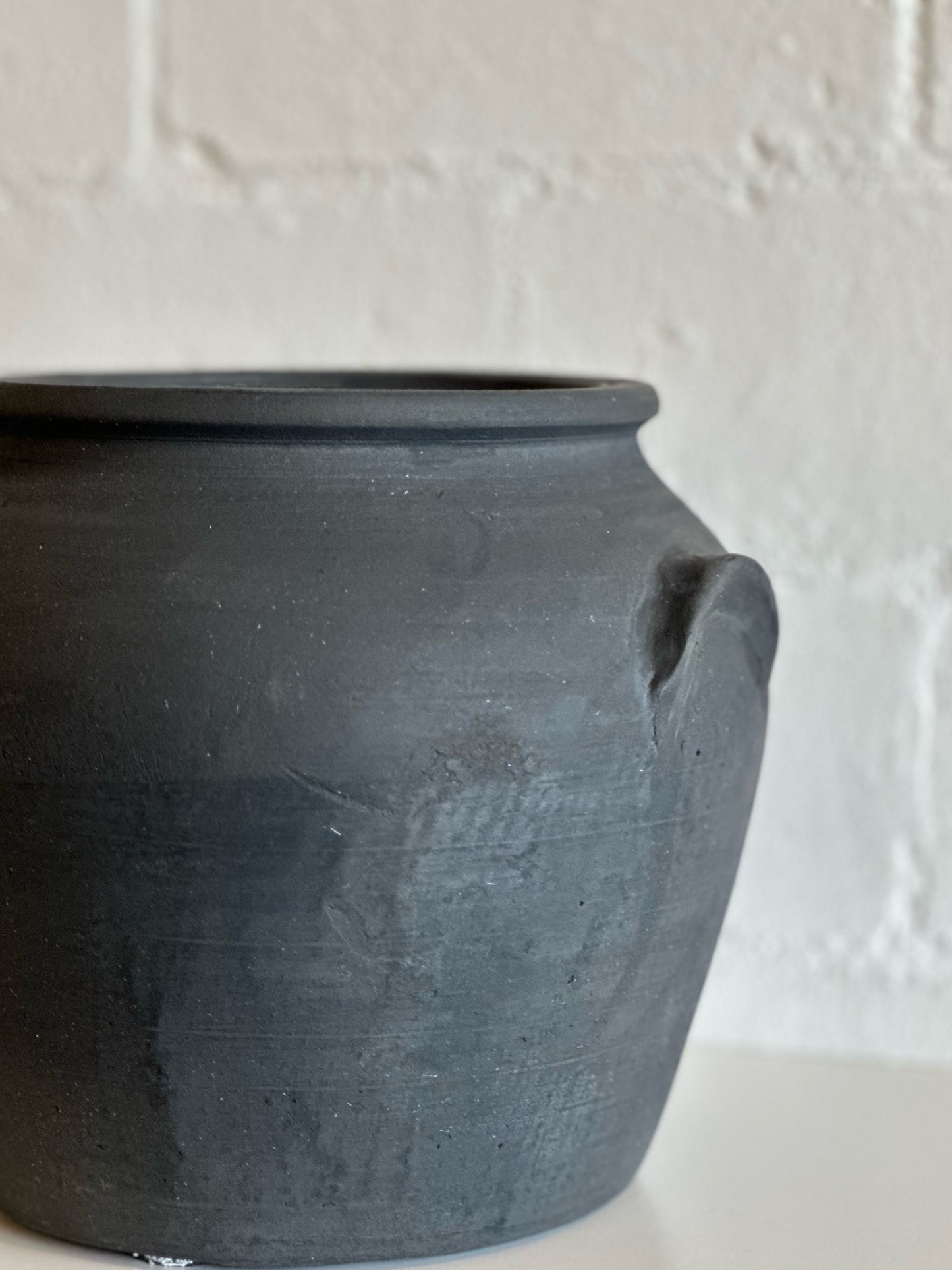 Petite Black Burnt Terracotta Urn Vase