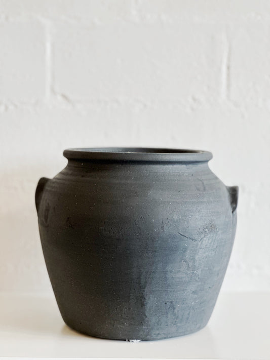 Black Burnt Terracotta Urn Vase