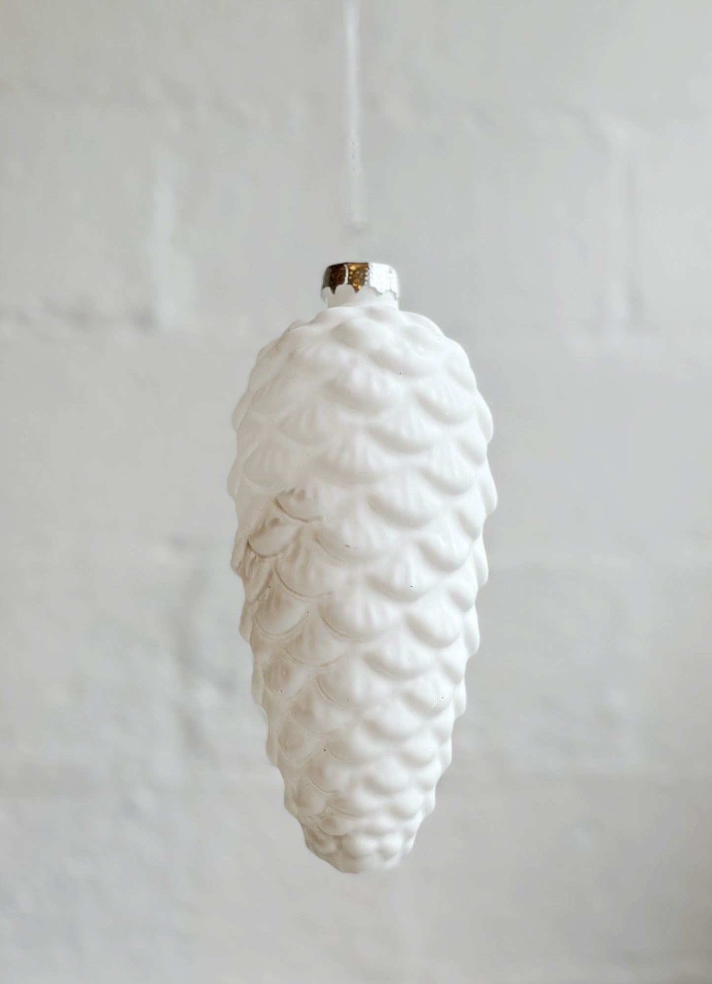White Glass Pinecone Ornament