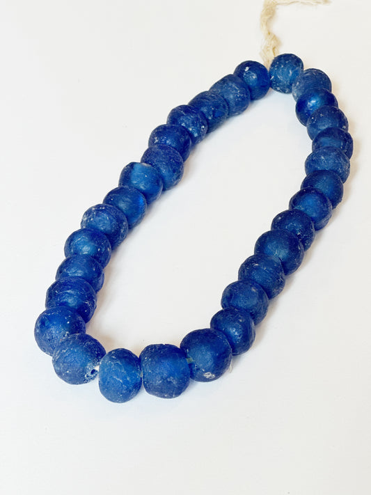 Blue Recycled Glass Beads, Medium