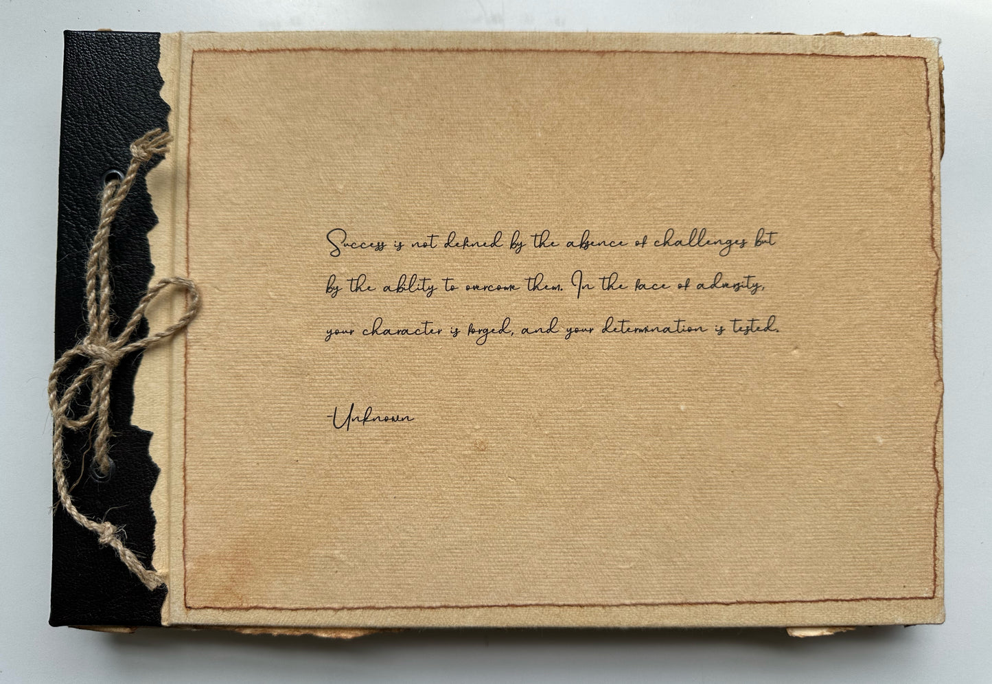 VINTAGE INSPIRATIONAL HANDCRAFTED DECKLE EDGE LEATHER KEEPSAKE BOOK