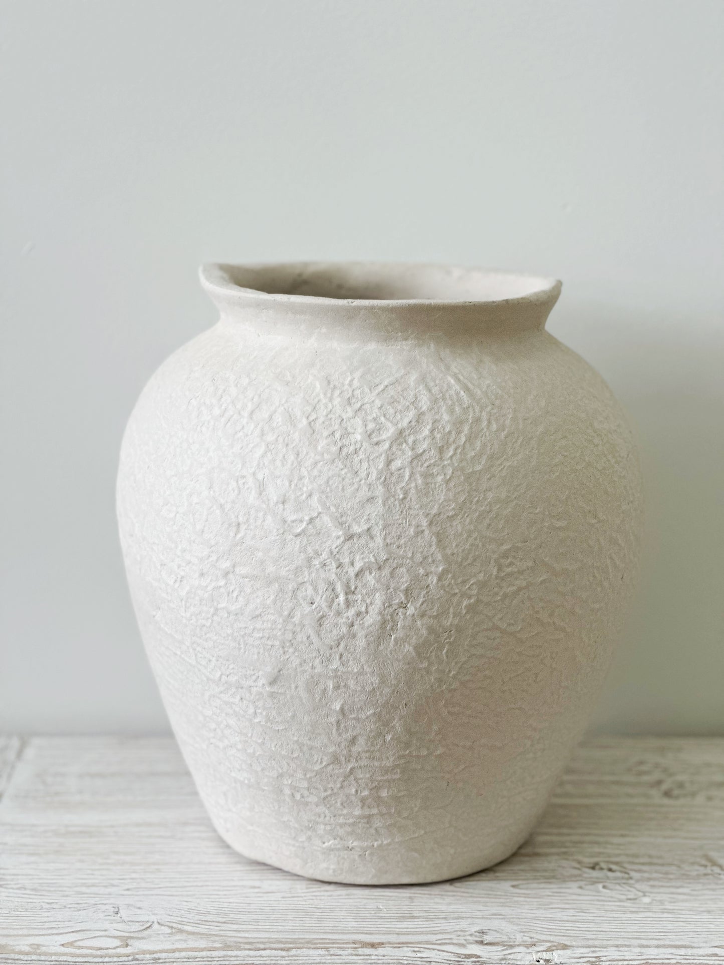 Paper Mache Vase Natural White