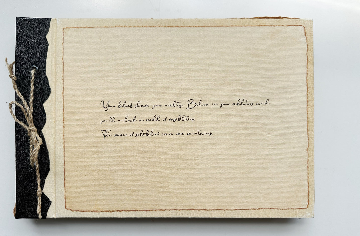 VINTAGE INSPIRATIONAL HANDCRAFTED DECKLE EDGE LEATHER KEEPSAKE BOOK
