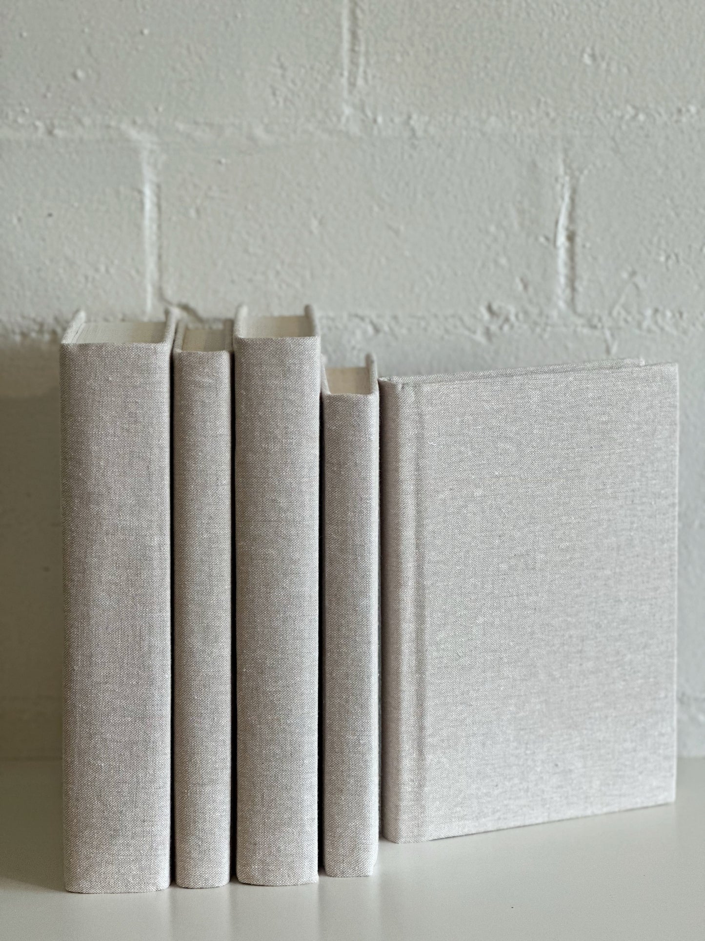 Flax Cream Fabric Wrapped Decorative Book -Shelf Decor
