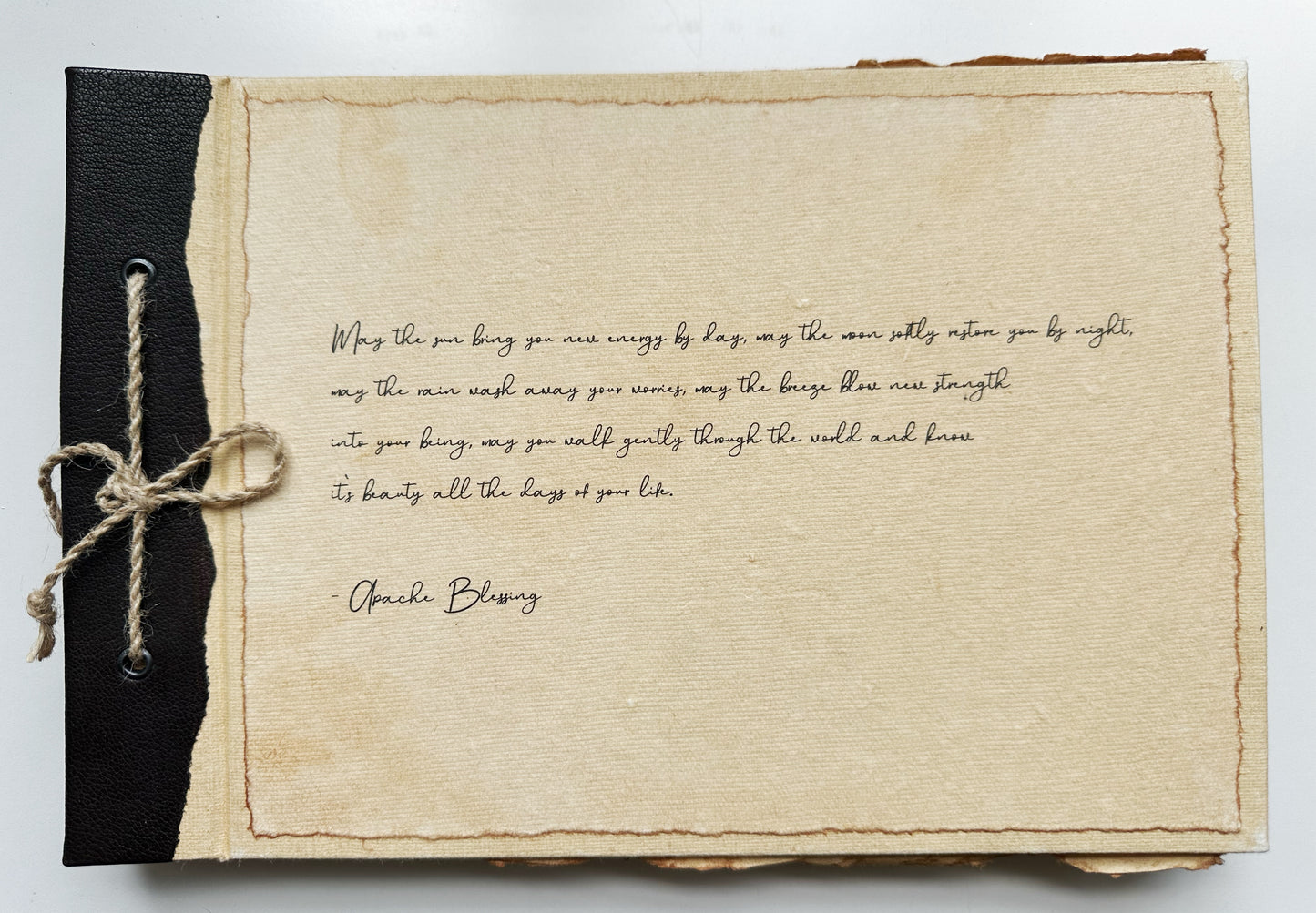 VINTAGE INSPIRATIONAL HANDCRAFTED DECKLE EDGE LEATHER KEEPSAKE BOOK