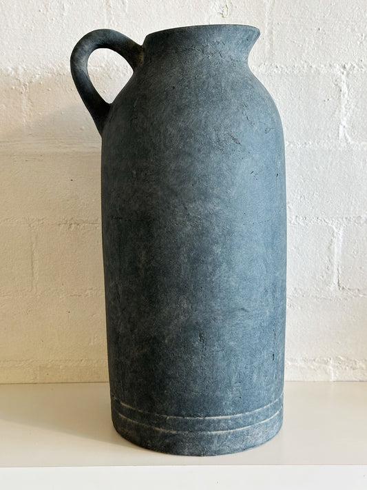 TALL CHARCOAL HANDLE PITCHER VASE