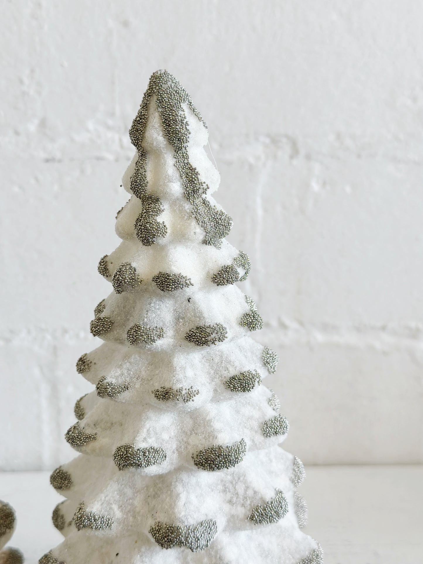 Antique White Silver Beaded Glass Tree