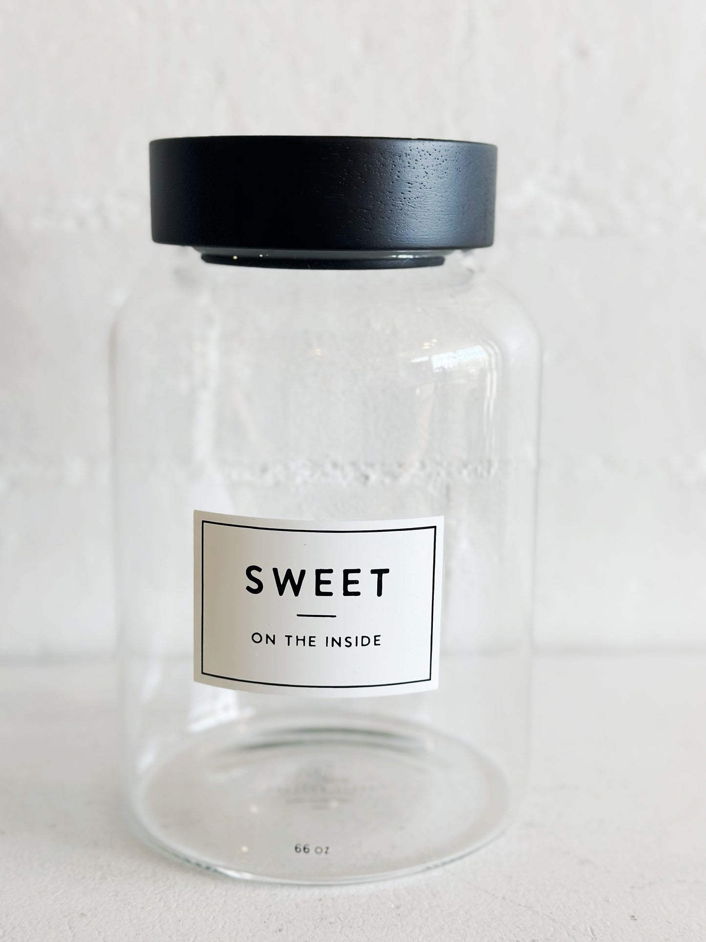 Glass and Black Wood Lidded Canisters
