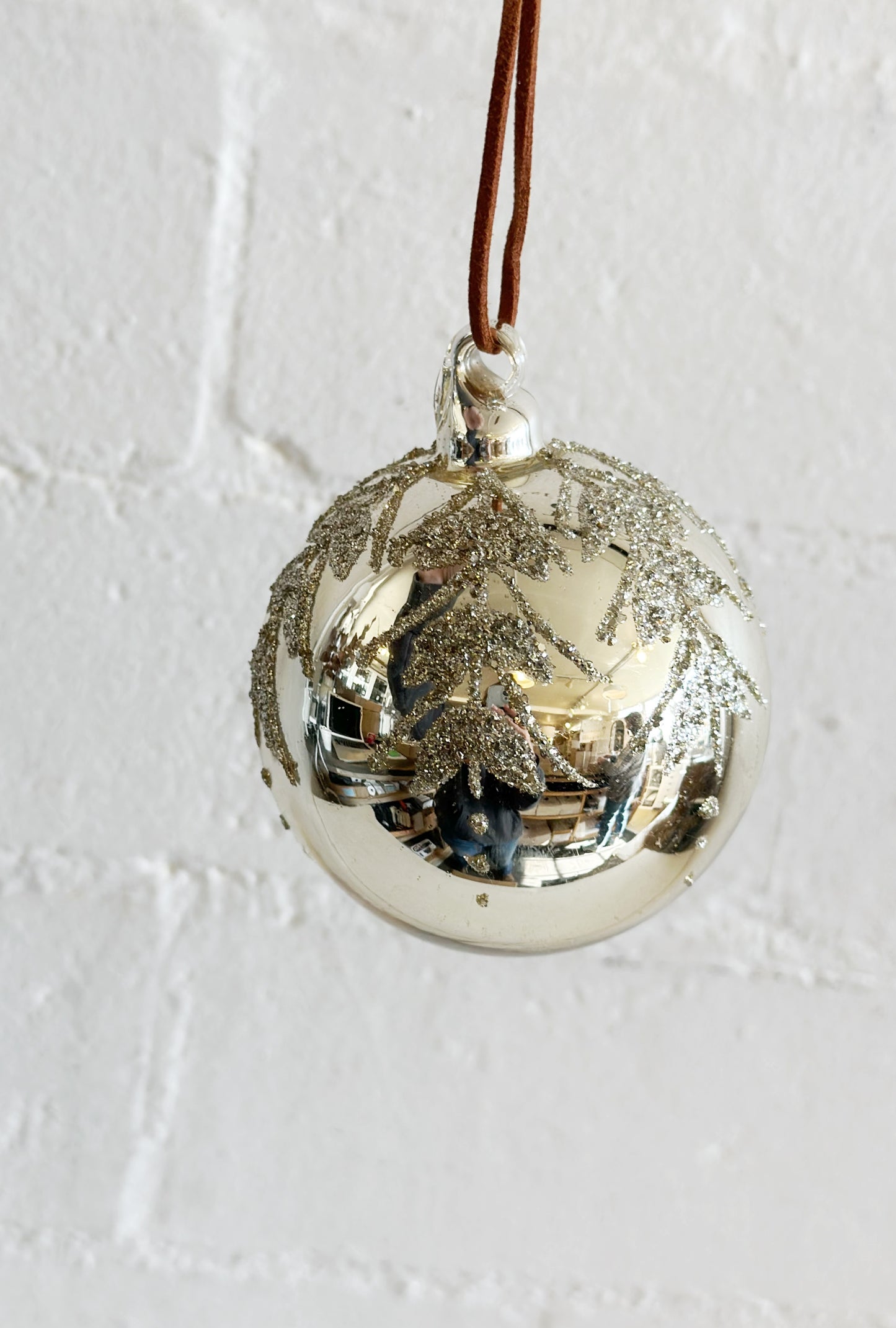 Glass Ball Gold Silver Glitter Branches Deco Ornament