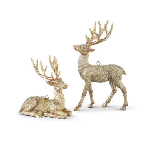 GOLD GLITTER DEER ORNAMENT