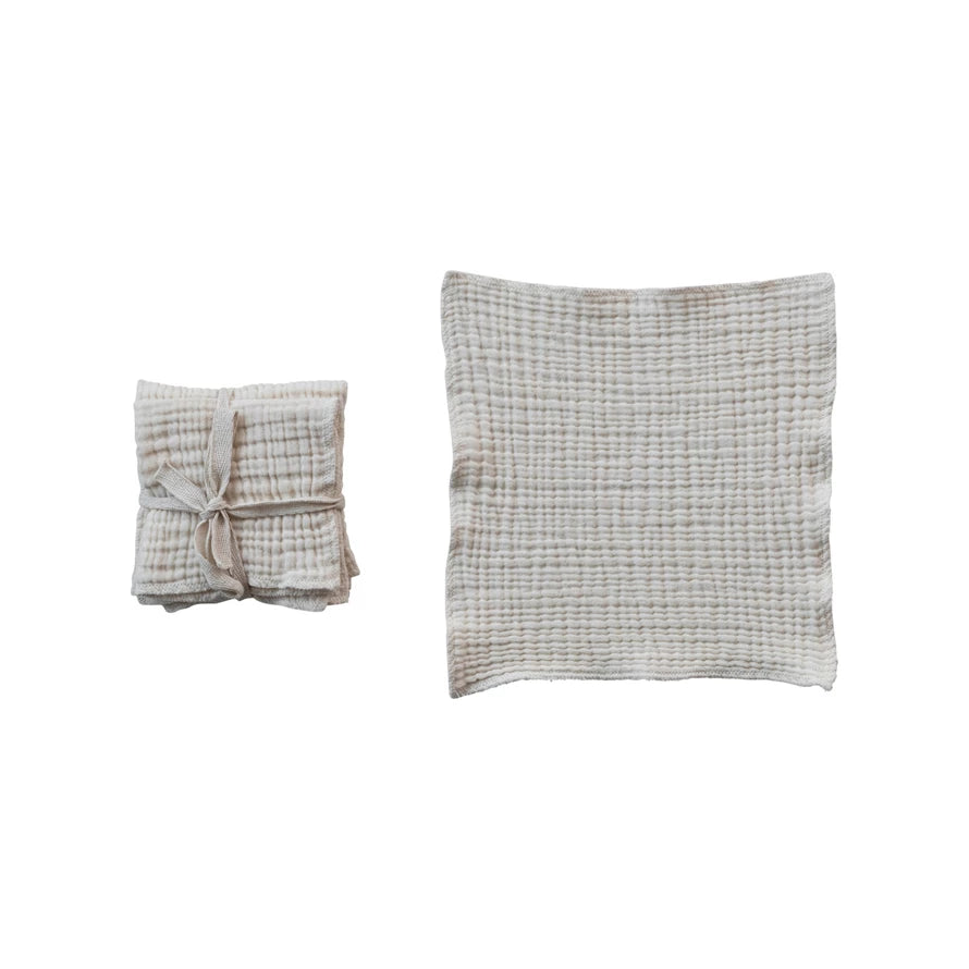 Square Cotton Double Cloth Dish Cloths, Set of 4