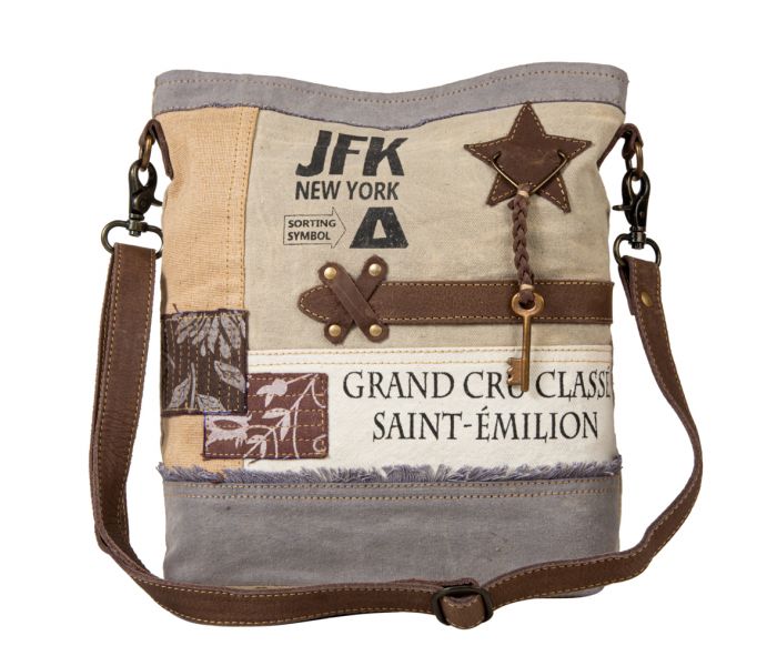 WORLD TRAVELS PATCHWORK SHOULDER BAG