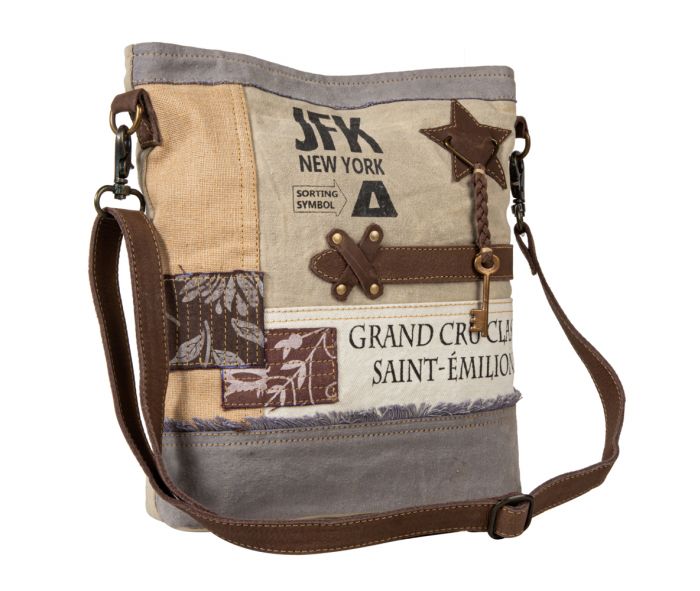 WORLD TRAVELS PATCHWORK SHOULDER BAG