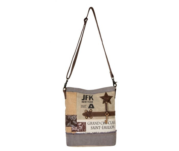 WORLD TRAVELS PATCHWORK SHOULDER BAG