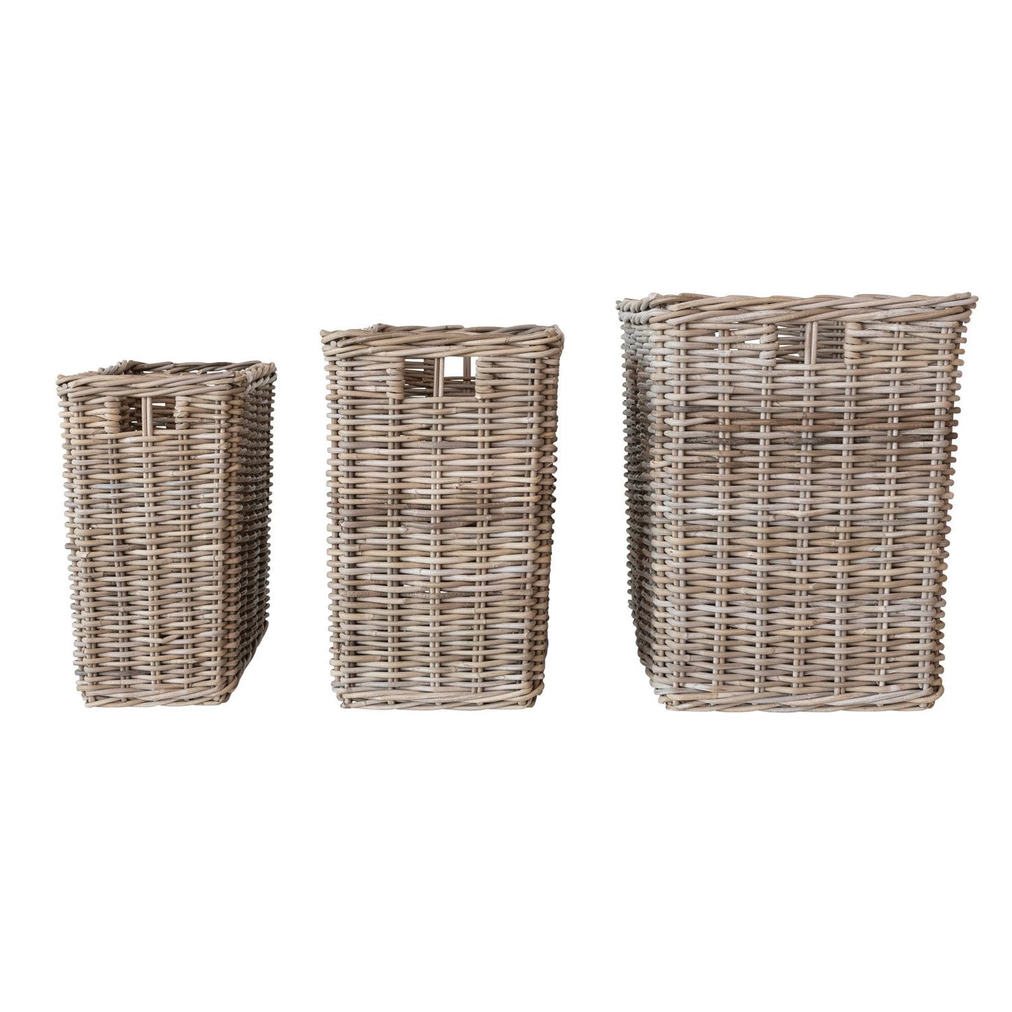 Woven Wicker Rattan Baskets w/ Handles