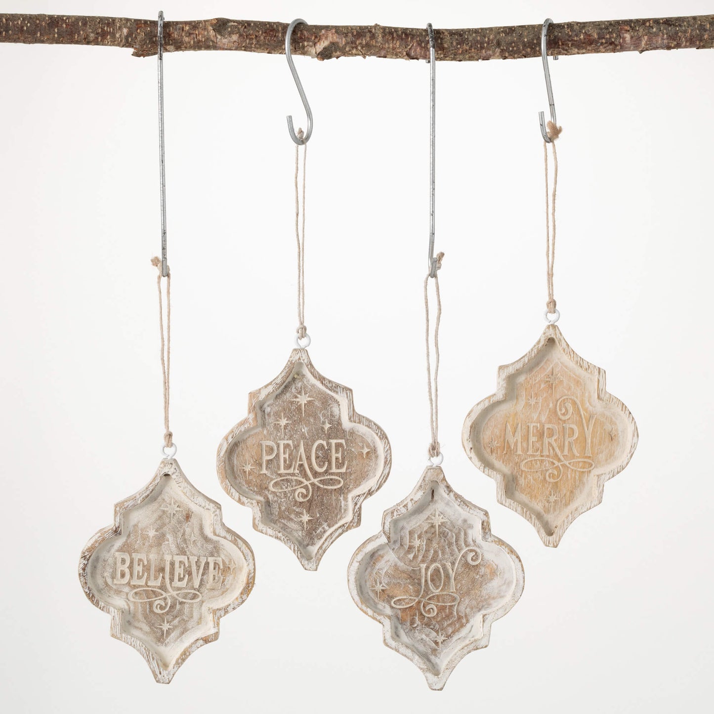 HOLIDAY TEXT WOOD ORNAMENT