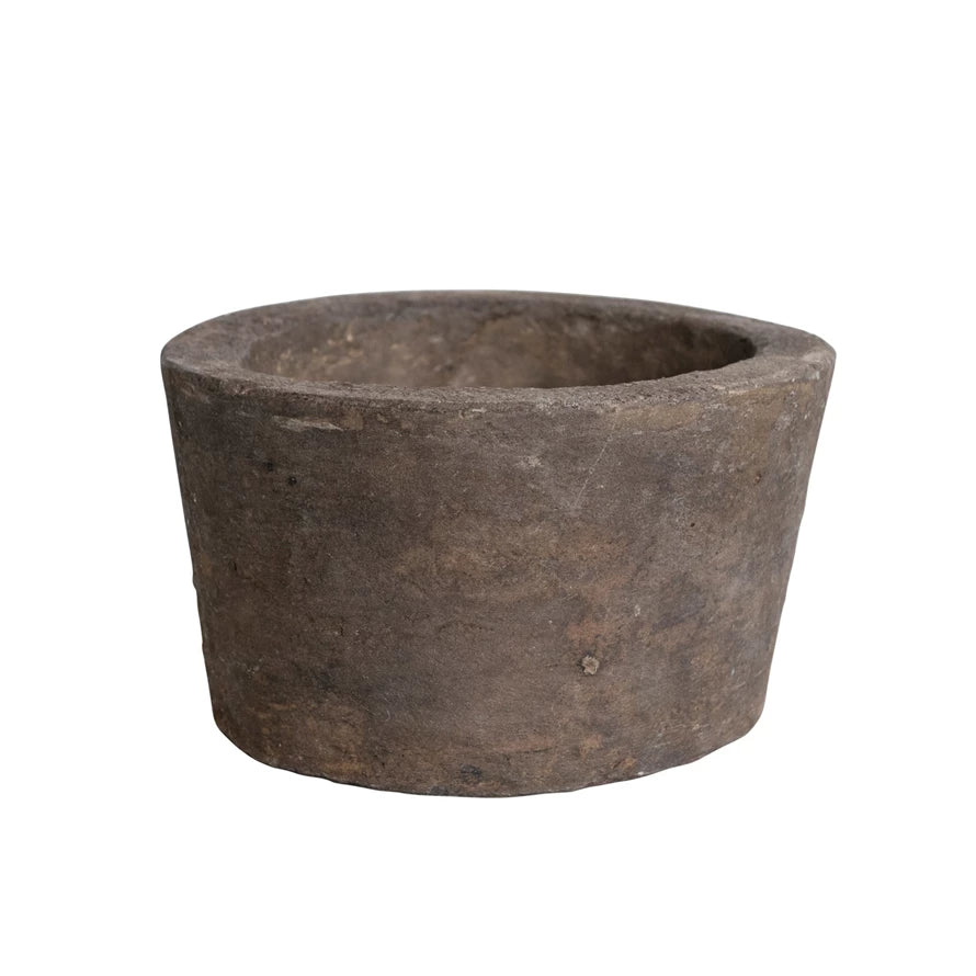 Found Decorative Concrete Animal Feeder, Distressed Finish, Brown (Each One Will Vary)