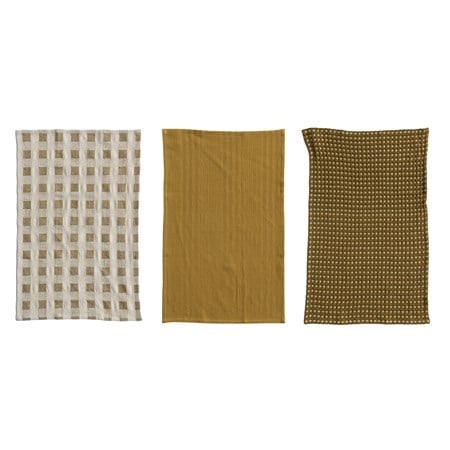 Woven Cotton Tea Towels, Set of 3