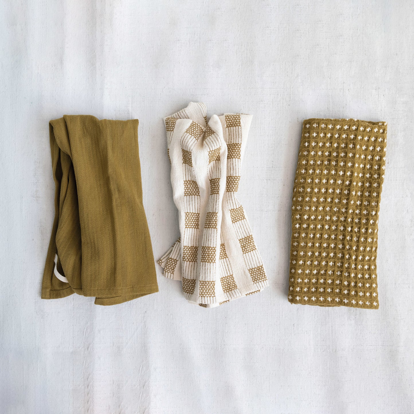 Woven Cotton Tea Towels, Set of 3