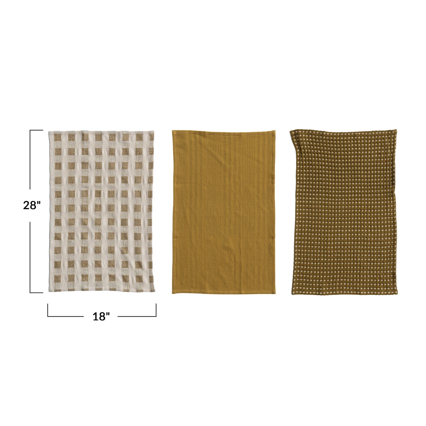 Woven Cotton Tea Towels, Set of 3