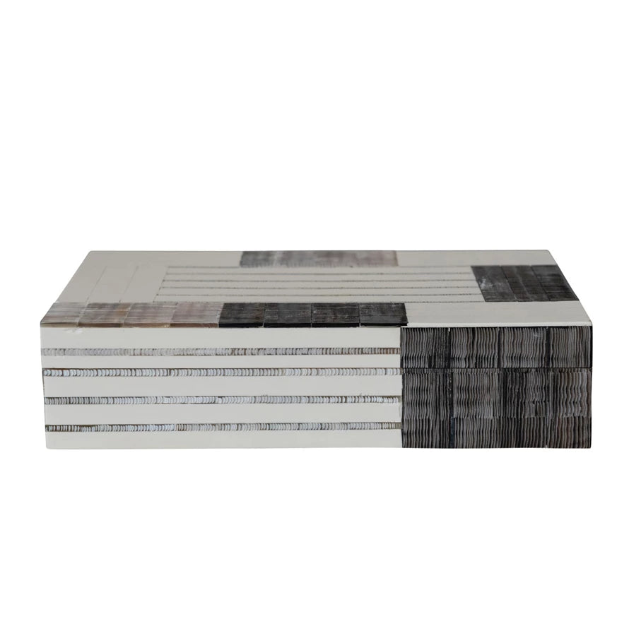 Resin & MDF Box w/ Horn Inlay, Multi Color (Each One Will Vary)