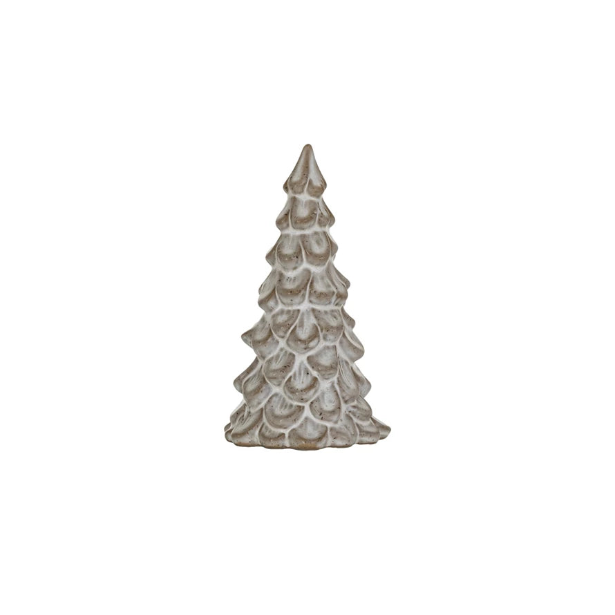 Small Stoneware Tree, Reactive Glaze, Cream Color (Each One Will Vary)