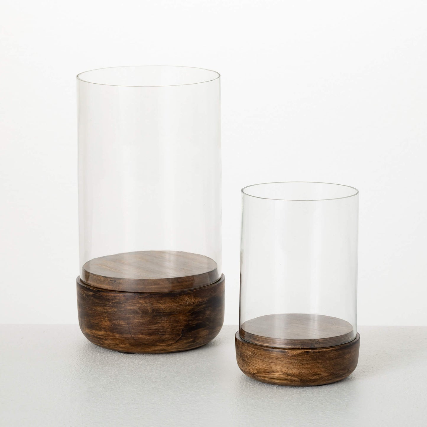 WOOD HURRICANE CANDLEHOLDERS