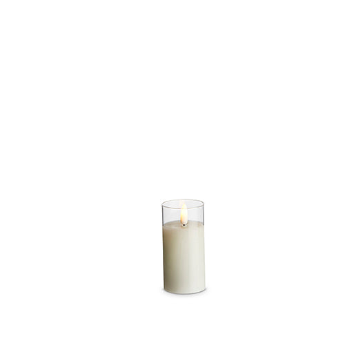 2" X 4" CLEAR GLASS IVORY PILLAR CANDLE