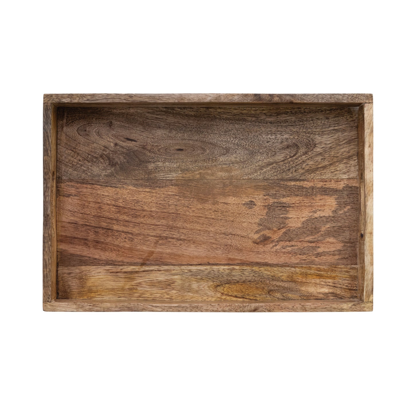 Decorative Mango Wood Tray w/ Handles & Laser Etched Botanicals