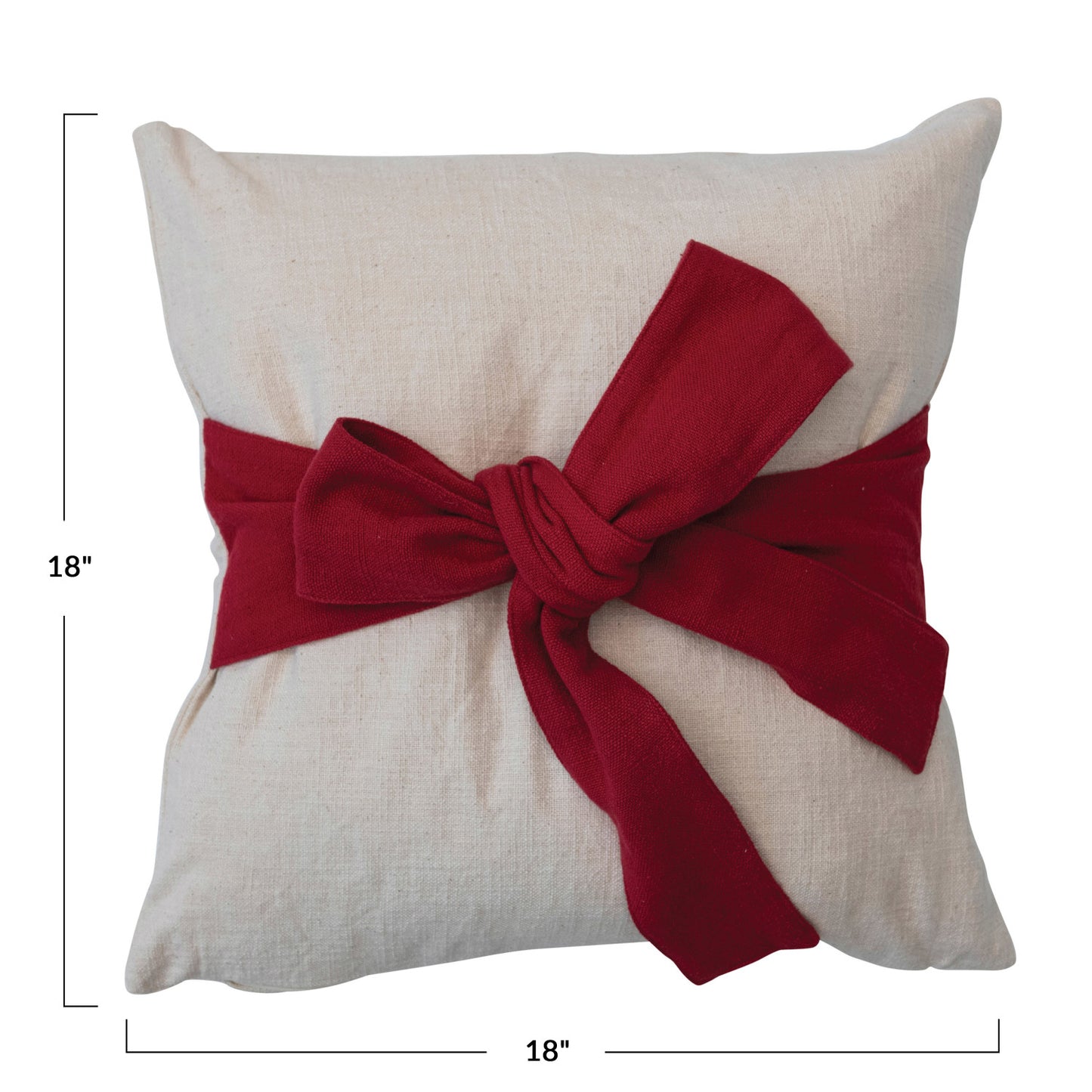 Cream pillow w/Red bow