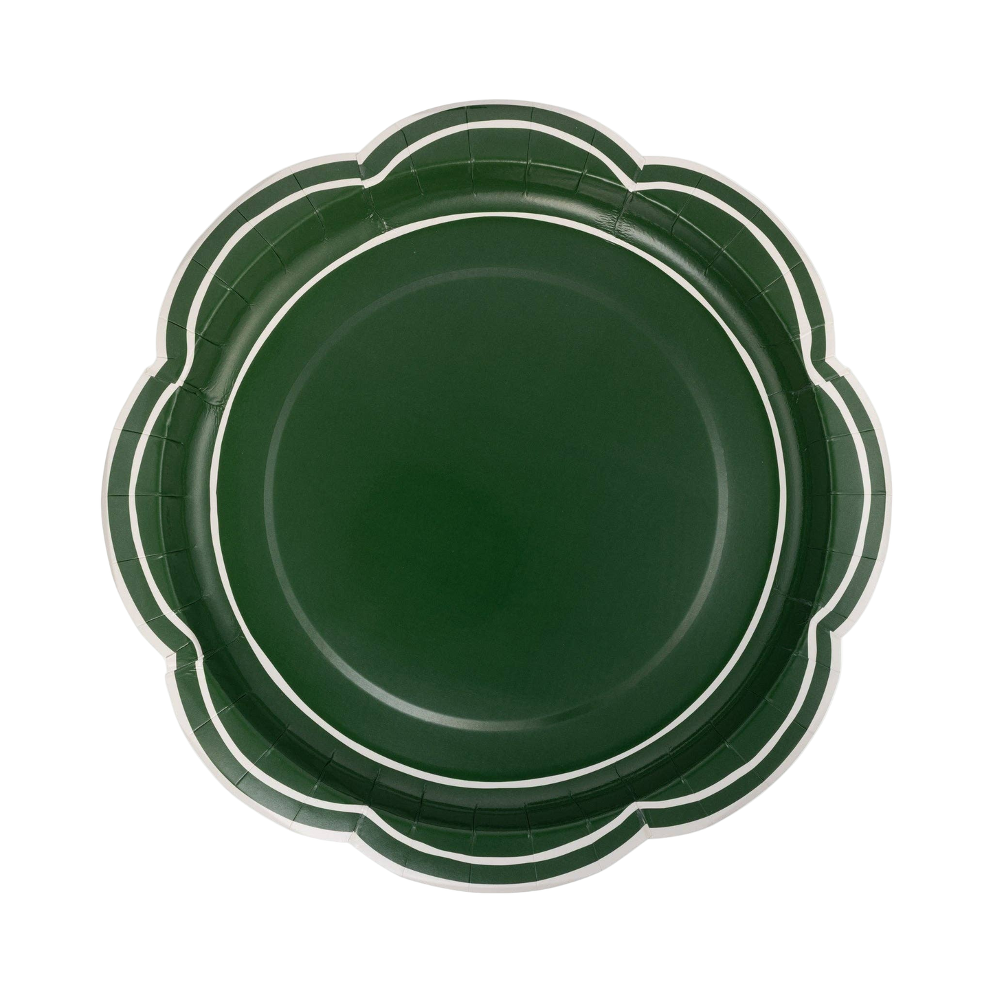 Green Scalloped Cream Lines Plate