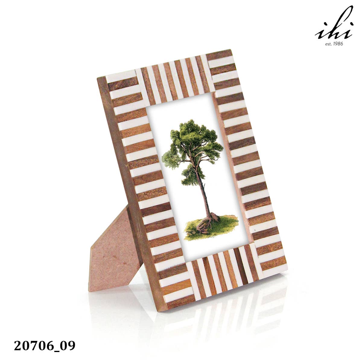 Ebony & Ivory Striped Wood Photo Frame, 5x7