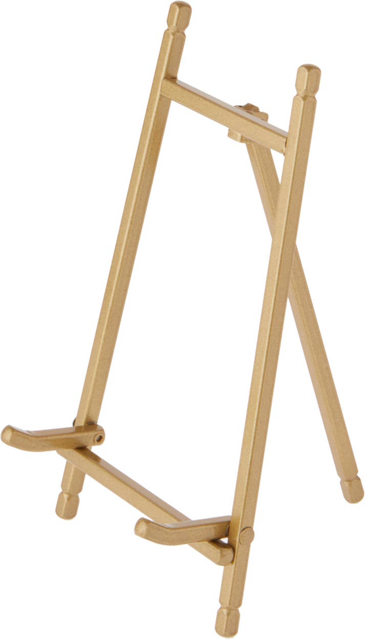 Satin Metal Easel, 7" H x 4.25" W x 4.5" D: Gold