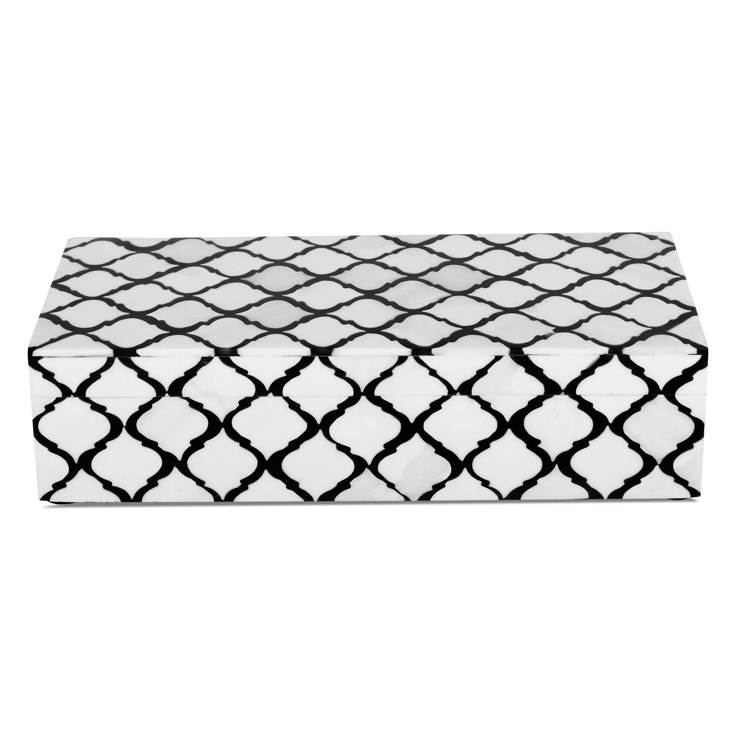Decorative Box Moroccan Pattern Inspired Black & White 10X4.5X2.5 Inch: Moroccan B&W