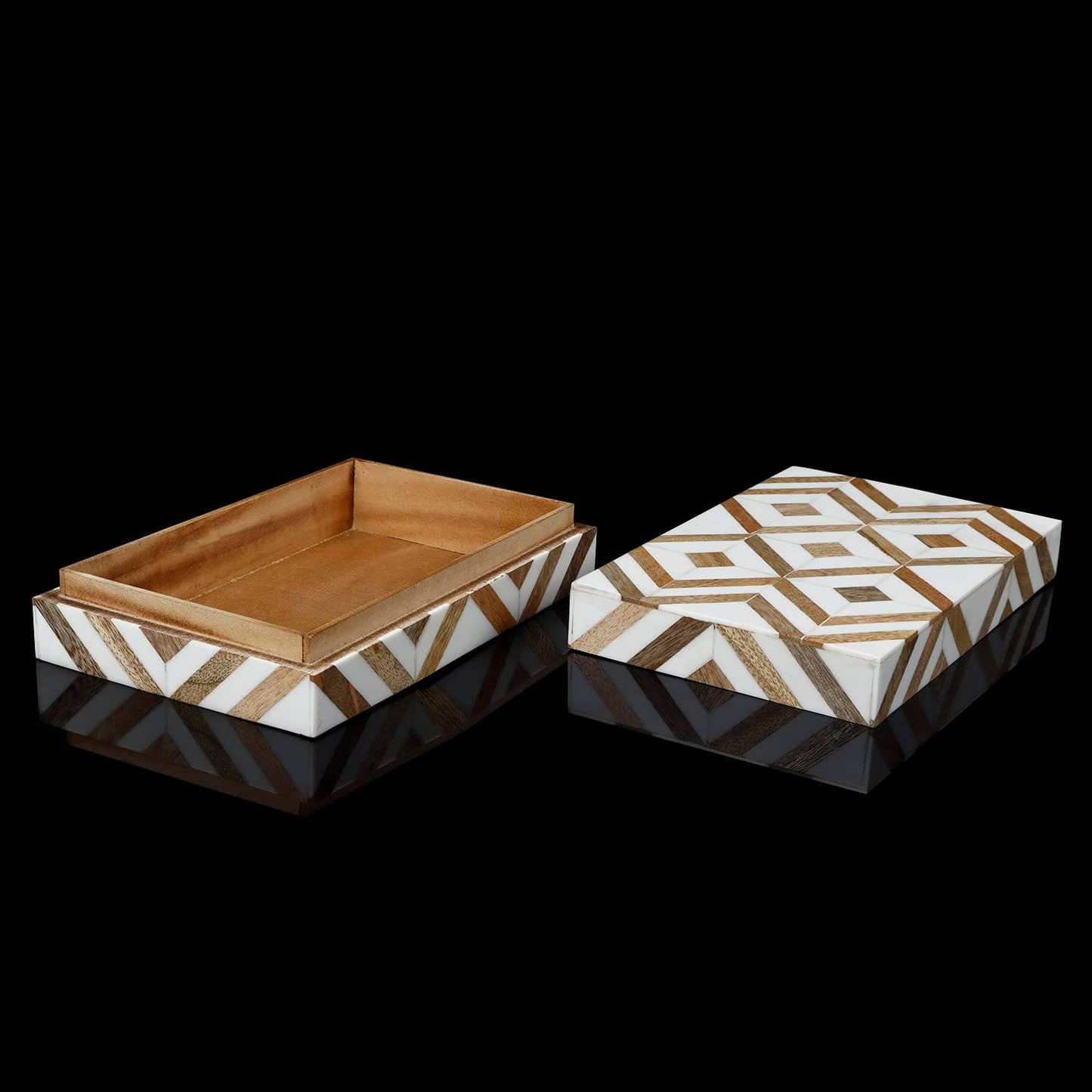 Decorative Box Marquet Array Brown & White 5 x 7 x 1.5 Inch: 5X7X1.5 inch
