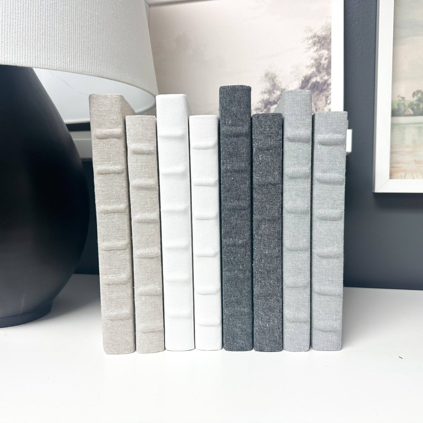 Decorative Book for Shelf Decor -Charcoal Linen Covered