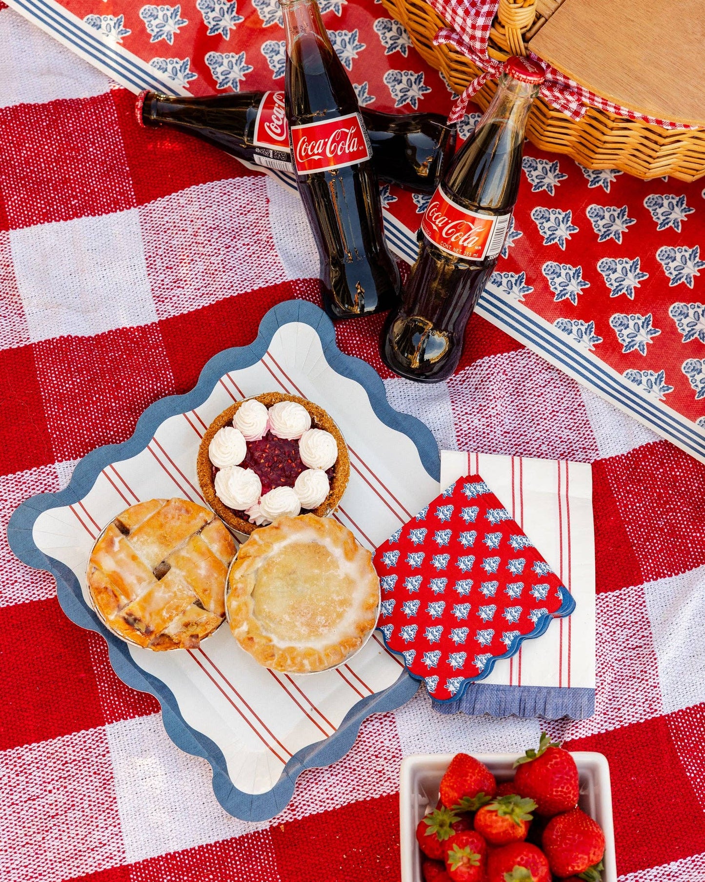 Plaid Stars Paper Cocktail Napkin