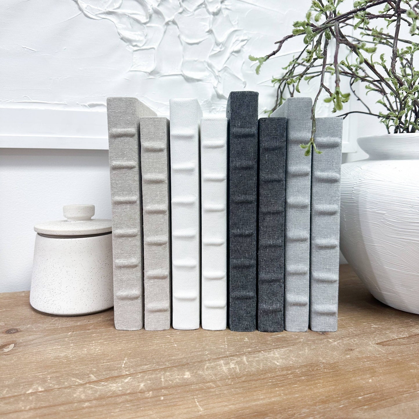Decorative Book for Shelf Decor -Charcoal Linen Covered