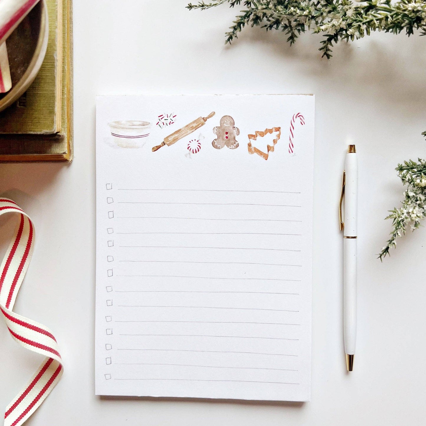 Christmas checklist notepad: Bell wreath