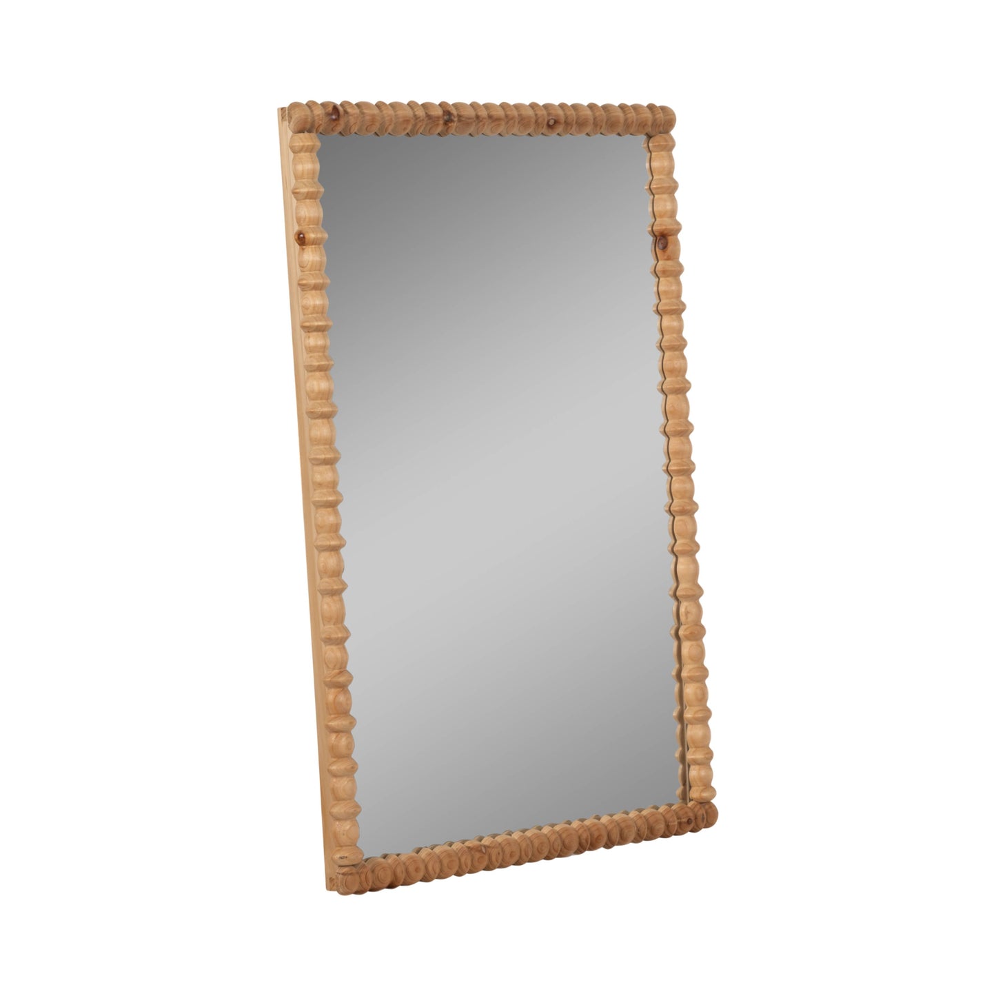 Fir Wood Carved Frame Rectangle Wall Mirror