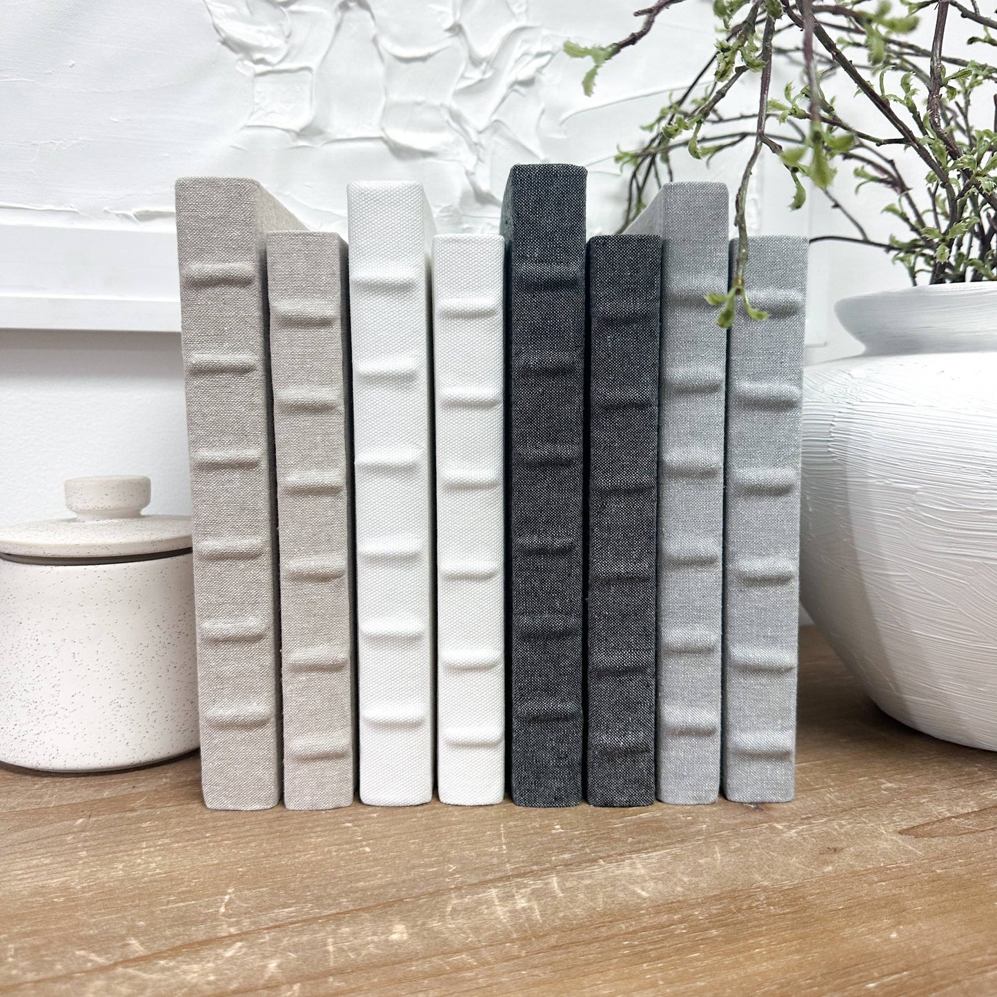 Decorative Book for Shelf Decor -Charcoal Linen Covered