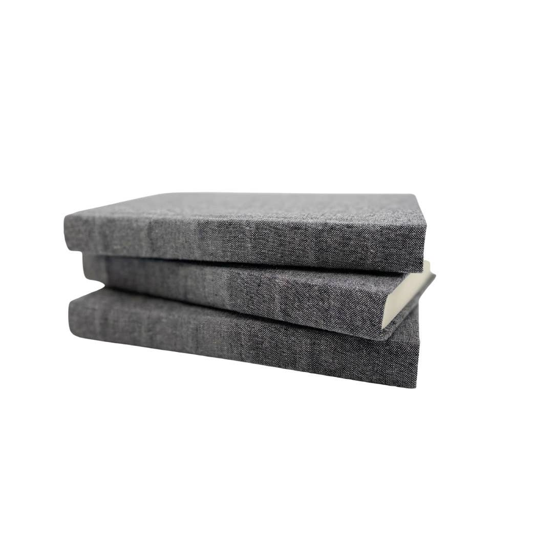 Decorative Book for Shelf Decor -Charcoal Linen Covered