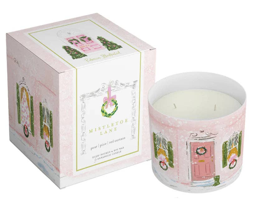Mistletoe Lane| Hand Illustrated Soy Candle | Double Wick