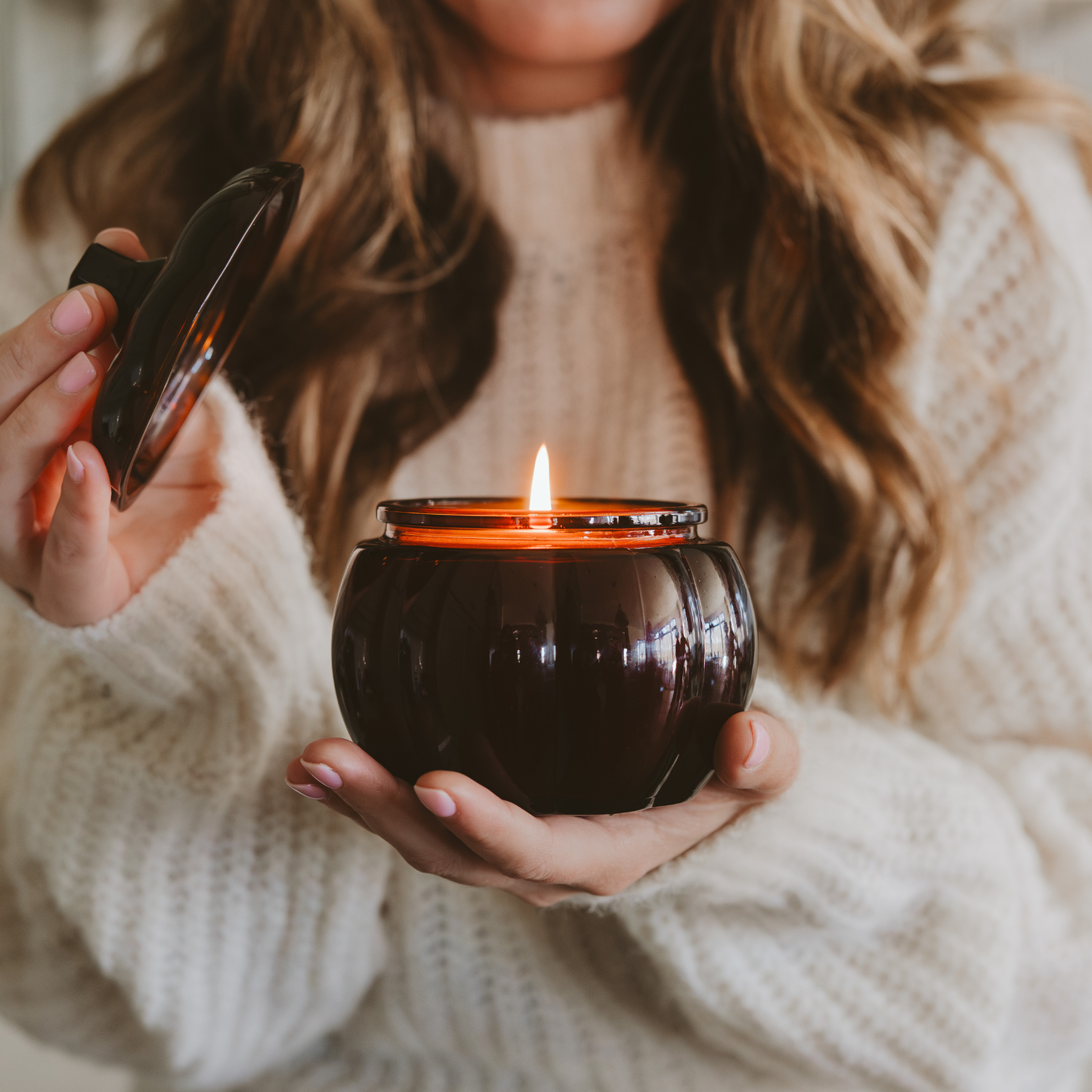 Hello Fall Soy Candle - 20oz Amber Pumpkin Jar