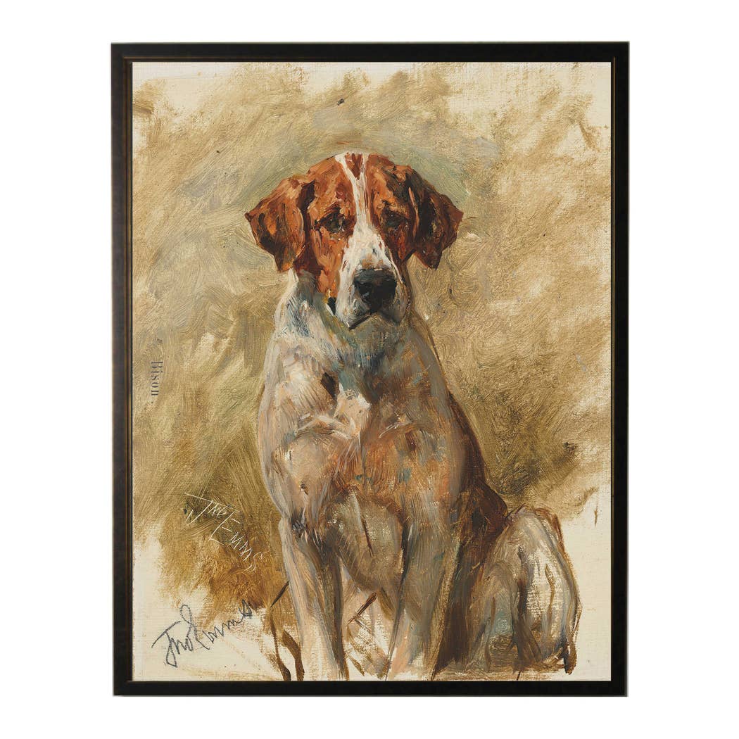 Vintage dog oil painting: Black With Bead / 8" X 10"