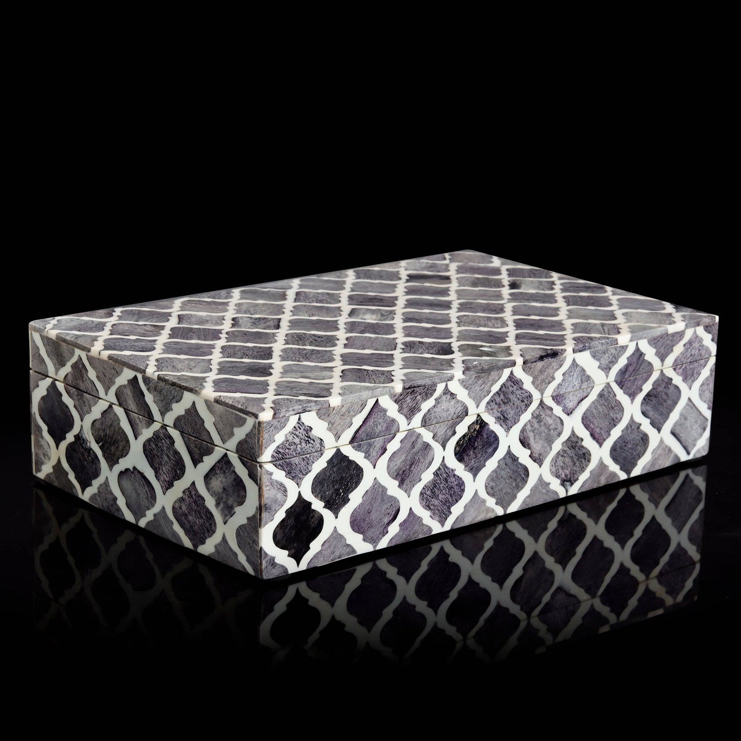 Decorative Box Moroccan Grey & White 10x6x2.5 Inch: Moroccan Grey