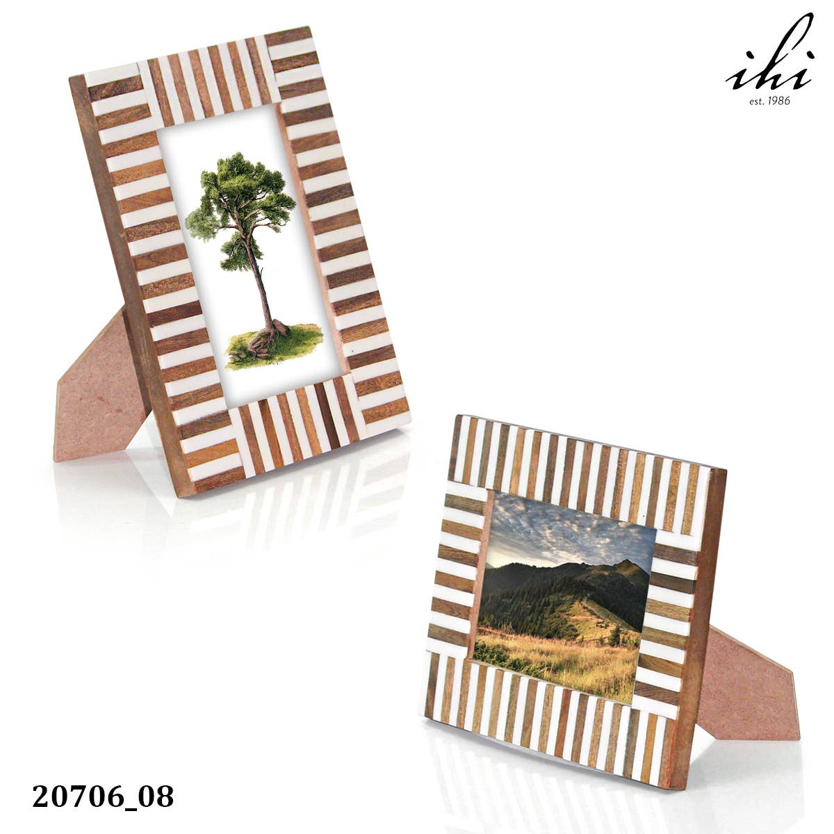 Ebony & Ivory Striped Wood Photo Frame, 5x7