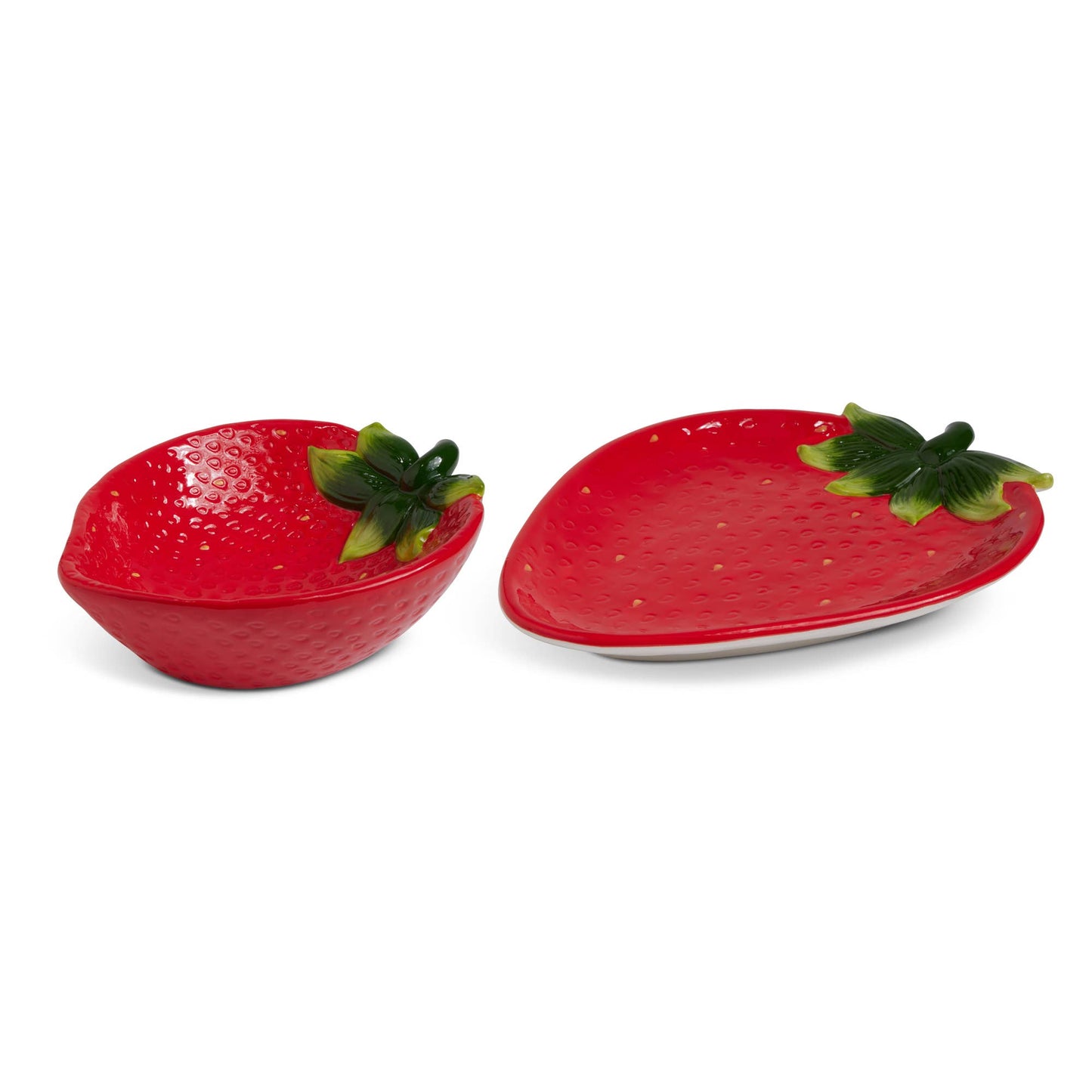 Ceramic Strawberry Bowl & Plate Set